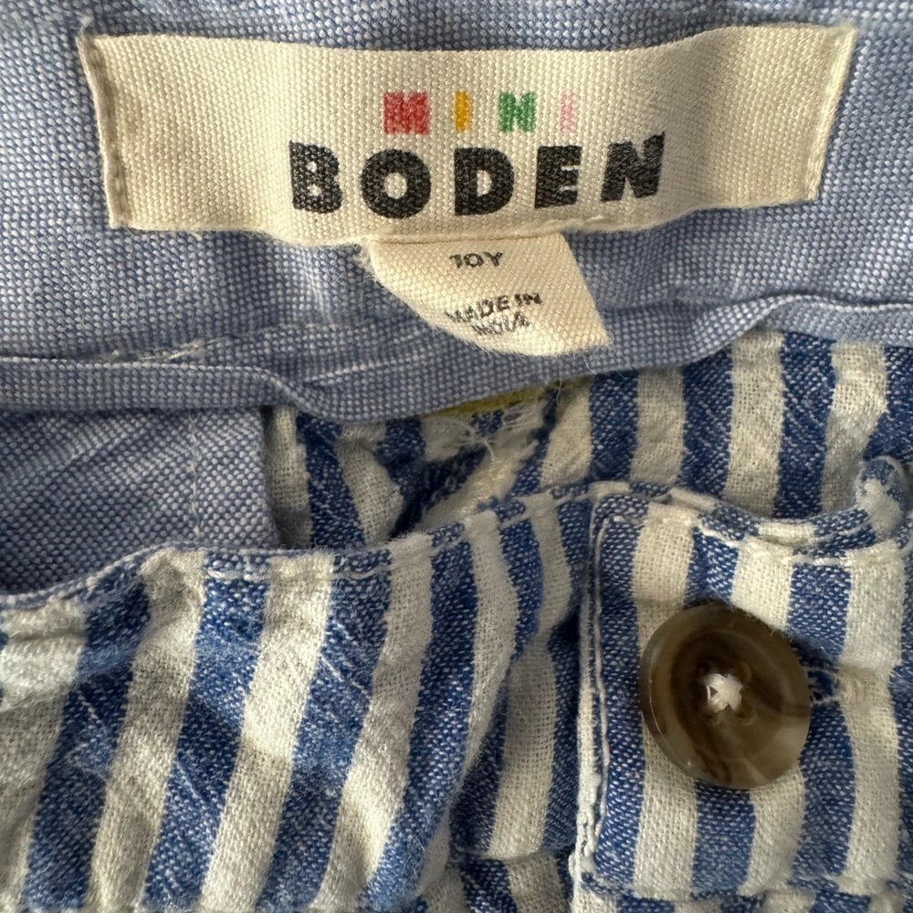 Mini Boden Blue & White Boys Seersucker Shorts w Adjustable Waist Size 10 Years - Picture 3 of 8